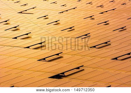 Solar cell panel warm tone with sun set