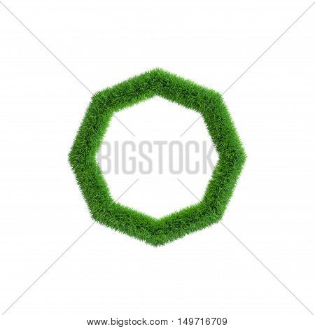 Grass frame in form of octahon. Isolated on white background.3D rendering illustration.