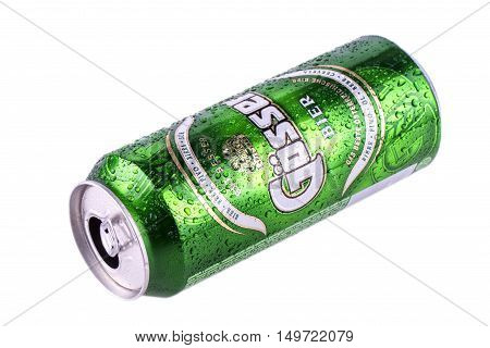 Petropavlovsk-Kamchatsky Russia-24 September 2016: opened Heineken Lager Beer is the flagship product of Heineken International which owns over 125 breweries in more than 70 countries
