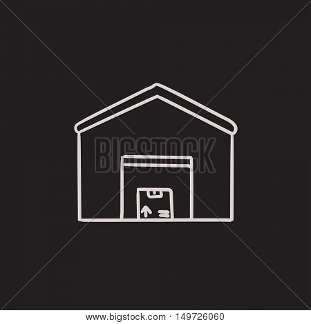 Warehouse vector sketch icon isolated on background. Hand drawn Warehouse icon. Warehouse sketch icon for infographic, website or app.