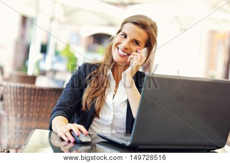 Picture of young manager working cafe
