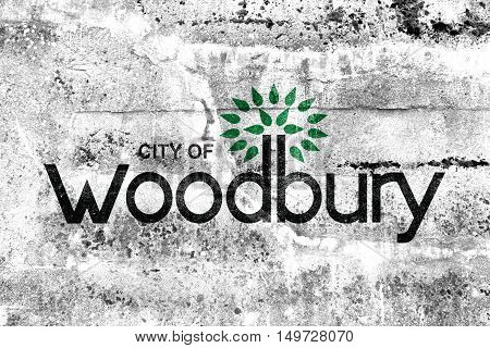 Flag Of Woodbury, Minnesota, Usa, Painted On Dirty Wall