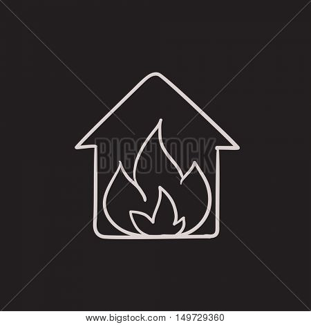 House on fire vector sketch icon isolated on background. Hand drawn House on fire icon. House on fire sketch icon for infographic, website or app.