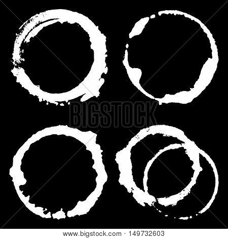 Set of coffee spots and blots on white background vector illustration