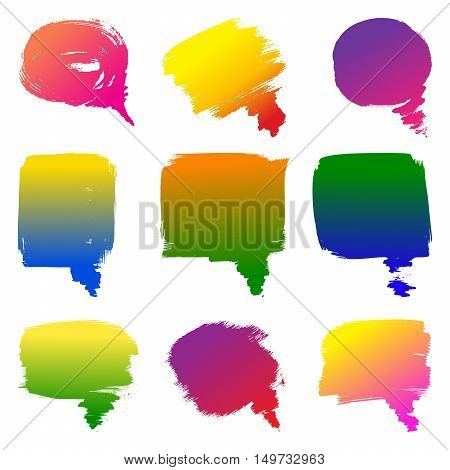 Set of colorful  grunge speech bubbles on white background vector illustration. Abstract speech bubbles