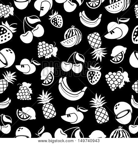 Black fruits pattern on white background vector illustration