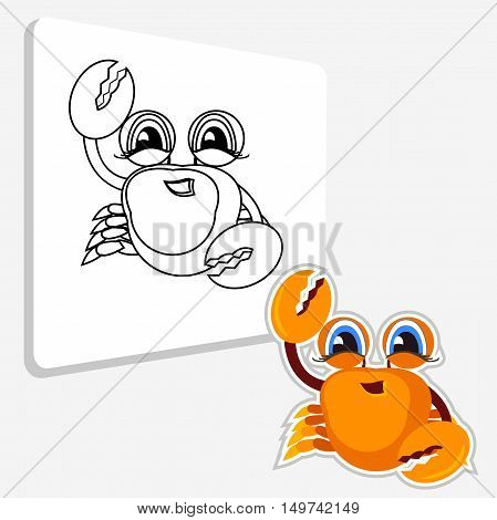 Crab coloring page. Vector illustration isolated black on white background. Coloring book for children s fun