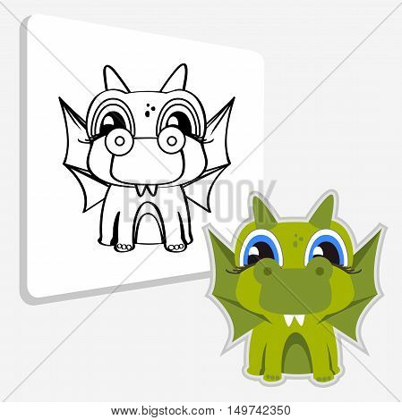 Coloring book page. Dragon. Simple educational game for kids.
