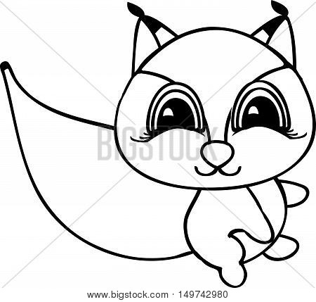 cute little squirrel cartoon line art coloring. Coloring book Squirrel