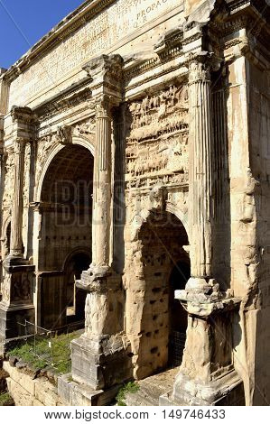 Rome Italy - September 12 2016 : The historical Roman Forum in Rome