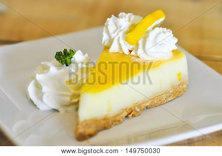 lemon cheese cake or lemon cheese pie dish