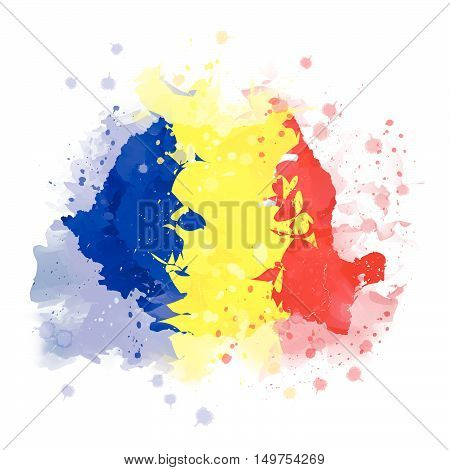 vectors map of Romania Water color paint