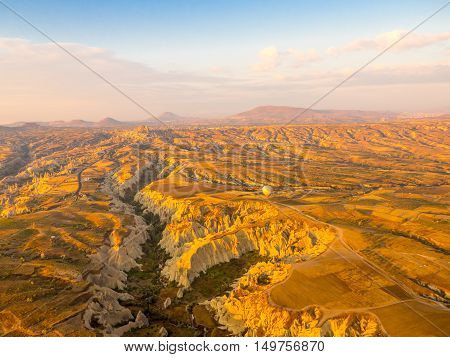 GOREME TURKEY- SEPTEMBER 16 2016: Balloon tour in morning sunrise.