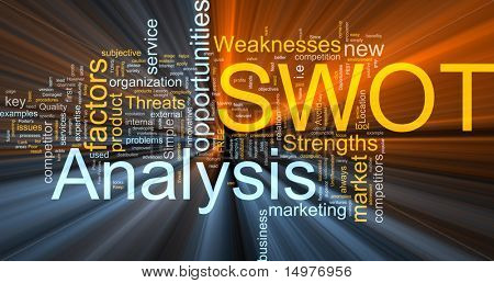 Mot nuage concept illustration d'effet de lumière rougeoyante analyse SWOT