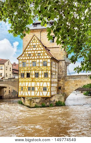 Old Town of Bamberg in middle of Regnitz river
