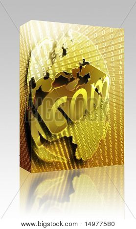 Yazılım paketi kutusu dotCom arka, Avrupa harita internet şekil