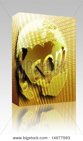 Yazılım paketi kutusu dotCom arka, bize göster internet şekil