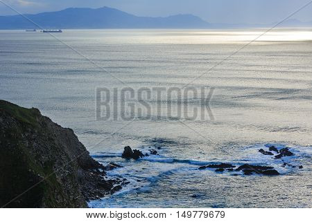 Summer Ocean Coastline View In Barrika Town (spain).