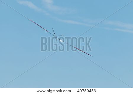 Rc Soaring Plane On Blue Sky