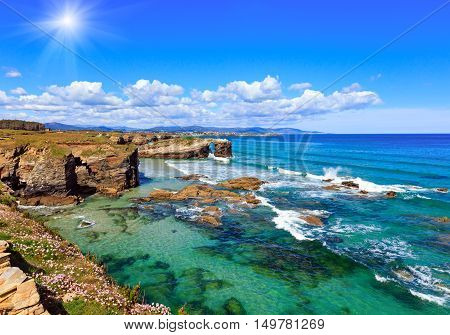 Cantabric Coast Summer Sunshine Landscape.