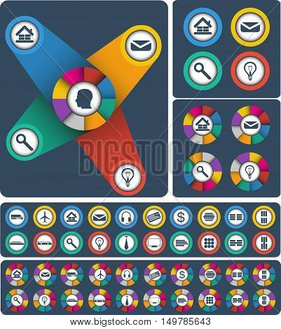 Infographic Idea Flat Set, Finance, Business, Illustration