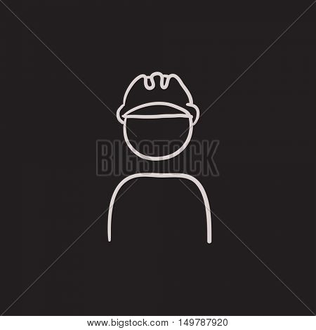 Worker wearing hard hat vector sketch icon isolated on background. Hand drawn Worker wearing hard hat icon. Worker wearing hard hat sketch icon for infographic, website or app.
