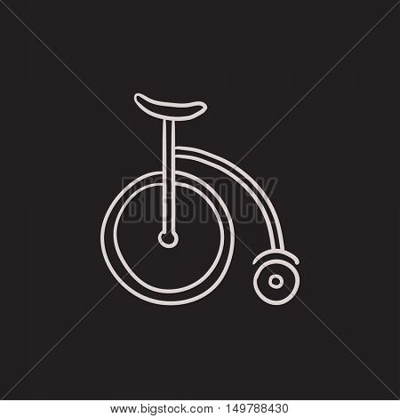 Circus old bicycle vector sketch icon isolated on background. Hand drawn Circus old bicycle icon. Circus old bicycle sketch icon for infographic, website or app.