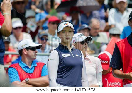 CHONBURI - FEBRUARY 27 : Q Baek of South Korea in Honda LPGA Thailand 2016 at Siam Country Club Pattaya Old Course on February 27 2016 in Chonburi Thailand.