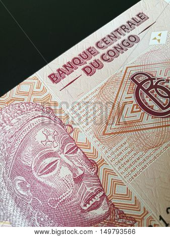 Congolese franc, close up of Congo paper bank note money