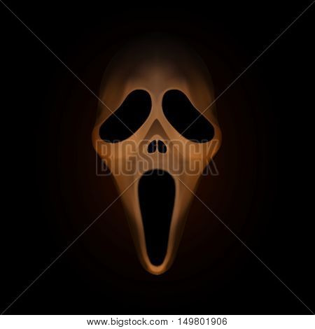 Spooky Halloween Mask On Dark Brown Background