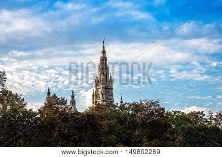 Vienna Town Hall at daytime landmark and local government at the Ring Strasse