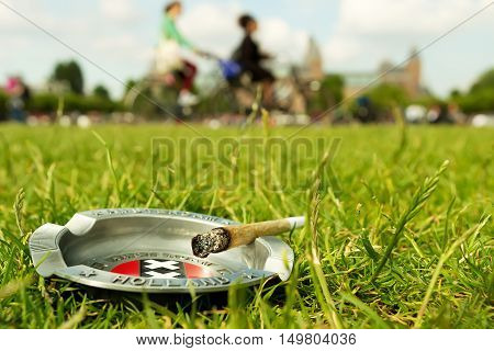 Marijuana Joint In The Background Amsterdam