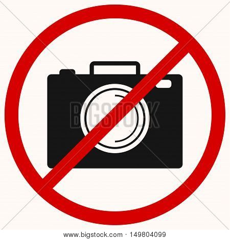 No camera, no photo sign. Red prohibition vector symbol. You can simply change color and size