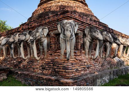 Wat Chang lom Sukhothai Historical Park ,Sukhothai ,Thailand