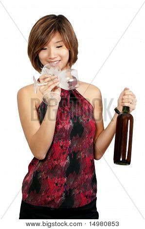 Frau mit Wein