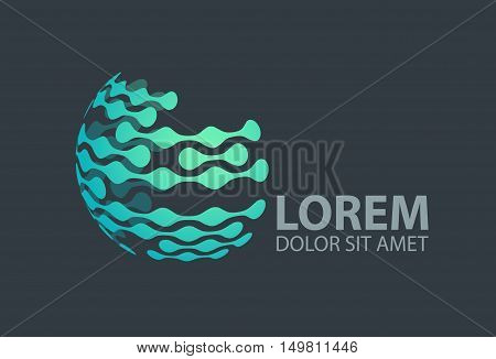 Abstract 3d vector sphere with glossy mosaic design.