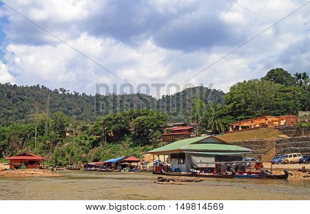 Tourist Boats On Tembeling River In Taman Negara National Park