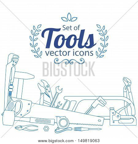 Set of repair tools icons. Vector stock illustration.