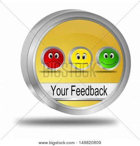 golden Your Feedback Button - 3D illustration