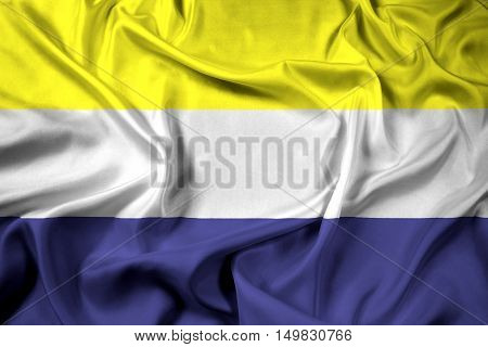 Waving Flag of Daule Ecuador, with beautiful satin background. 3D illustration