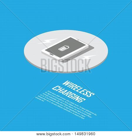 Wireless charging concept for smart technology. Smartphone  charger without cable. Eps10 vector illustration.