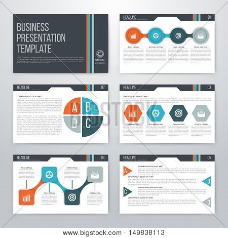Infographics presentation template flat design. Cover brochure