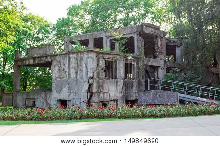 Gdansk, Poland, August 27, 2016. Westerplatte - Old Destroyed Military Barracks After War.