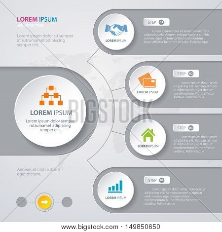 Modern business Infographic circle illustration. Can be used for diagram, banner, number options, workflow layout, step up options or web design. Vector illustration