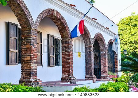 SANTO DOMINGO, DOMINICAN REPUBLIC - JANUARY 29, 2016: Virreinal Alcazar Museum of Ministry of Culture. Spanish Square, Colonia Zone.