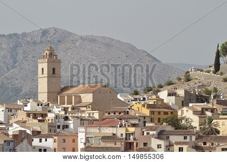 buildings and church of saint peter apostle in the township of polop de la marina in the province of alicante spain