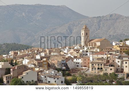 buildings and church of saint peter apostle in the township of polop de la marina in the province of alicante spain