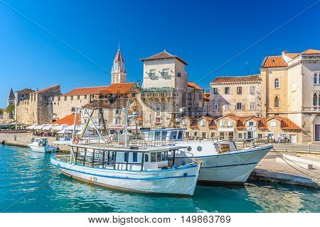 View at coastal town Trogir in Croatia, touristic place in Europe.