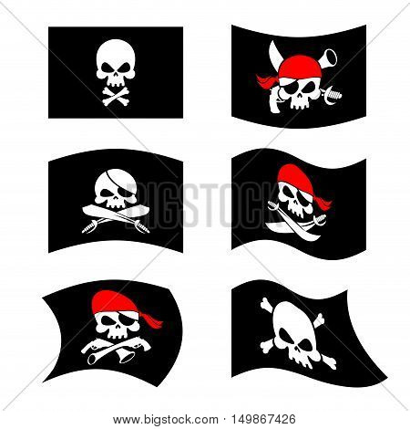 Jolly Roger. Pirate Flag. Skull And Crossbones. Skeleton Head In Sling. Swords And Guns. Developing