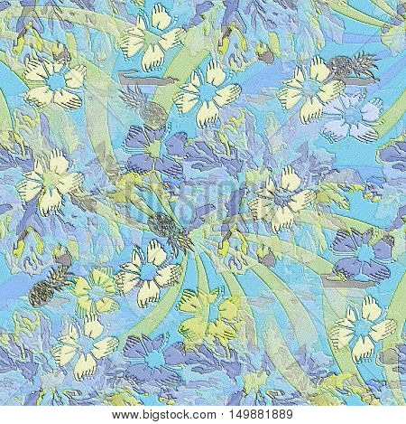 pineapple flower and summer sun background tropical print illustration pattern design art